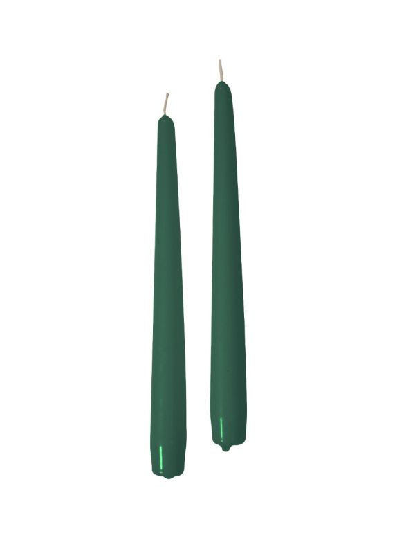 Candele coniche Ø 2,2 cm h. 25 cm 2 pezzi - Verde Scuro 