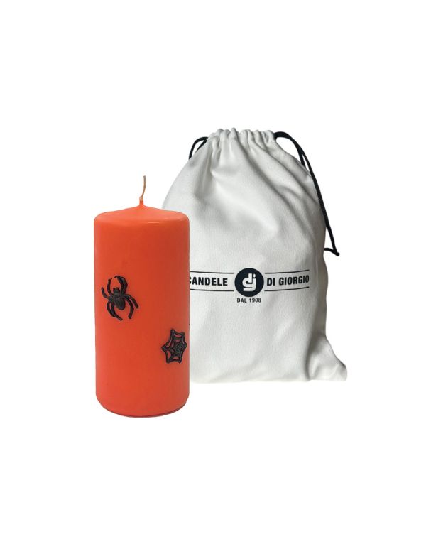  Candela con Ragnatele in cera  Ø 7 h 15 cm  -  Zucca