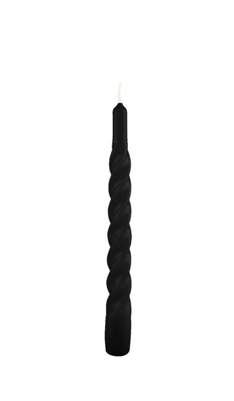Candele laccate tortiglione Ø 2,2 cm h. 21 cm 3 pezzi - Nero