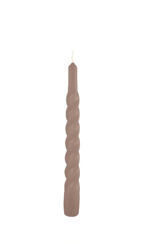 Candele laccate tortiglione Ø 2,2 cm h. 21 cm 3 pezzi - Mocha Mousse