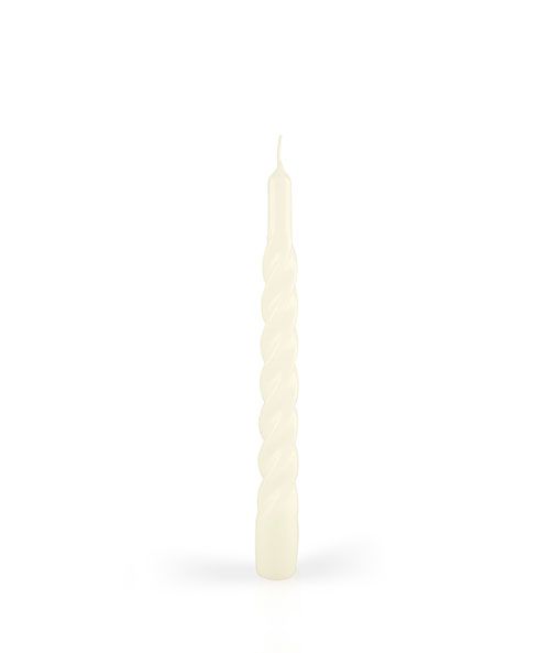 Candele laccate tortiglione Ø 2,2 cm h. 21 cm 6 pezzi - Avorio
