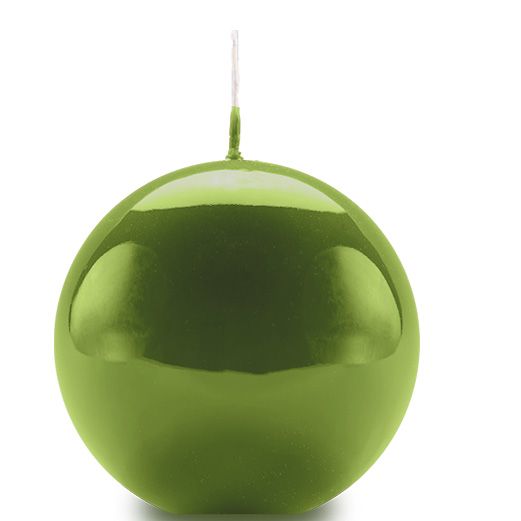 Candela sfera Laccata  Ø 10 cm -  1 pezzo - Verde Oliva-  Home Decor 