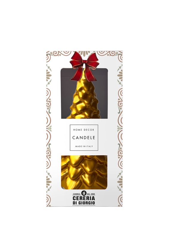 Candela Albero di Natale artigianale - Oro- Altezza 20 cm