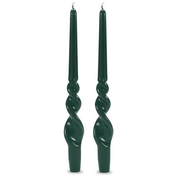 Set 2 candele voluta laccate h 40 cm - Verde Scuro