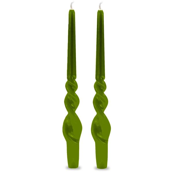 Set 2 candele voluta laccate h 30 cm - Verde Oliva