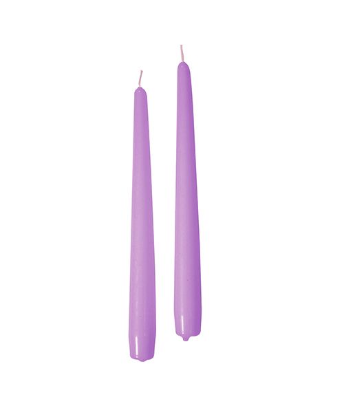 Candele coniche Ø 2,2 cm h. 30 cm 12 pezzi - Viola Polvere