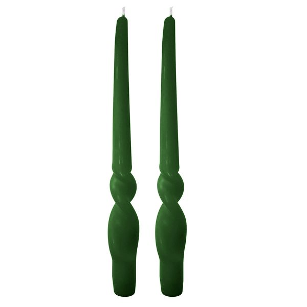 Set da 4 candele artigianali con spirale Voluta - Altezza 30 cm -Verde Scuro