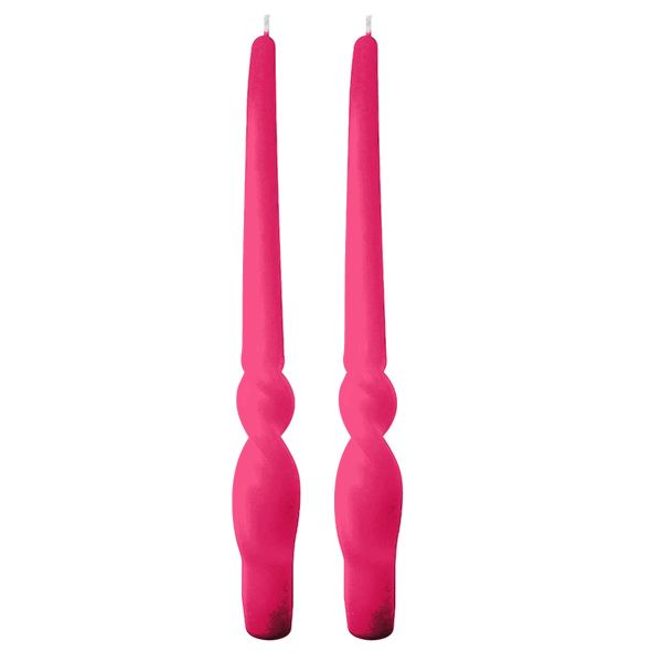 Set da 4 candele artigianali con spirale Voluta - Altezza 30 cm -Fucsia