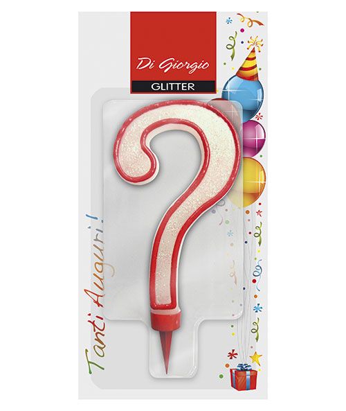 Candela di compleanno Gigante con glitter "punto interrogativo"