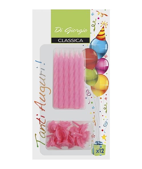 Candeline di compleanno a spirale con supporto - Rosa