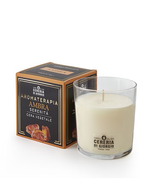 Candela Vegetale Vegana profumata in bicchiere Aromaterapia -  Ambra- 44 ORE