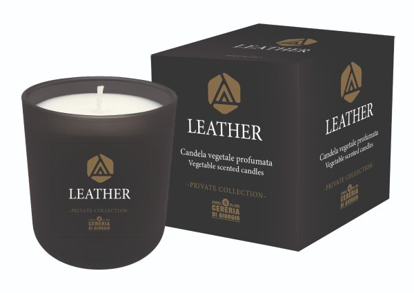 Candela Vegetale Vegana profumata in bicchiere Aromaterapia Black - Leather- 44 ORE