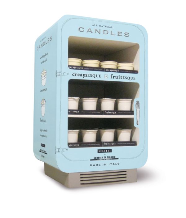 Espositore Frigo - 48 Candele profumate Assortite  in vasetto di porcellana - Yogurt & Gelato