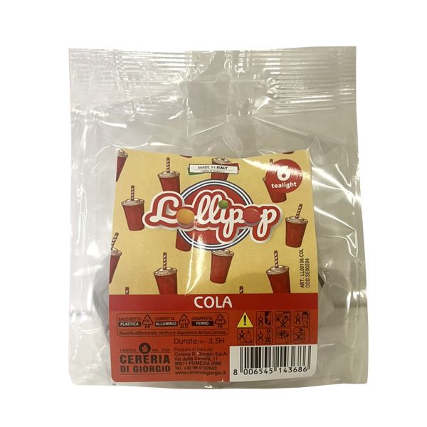 6 Tealight profumati Cola- Lollipop