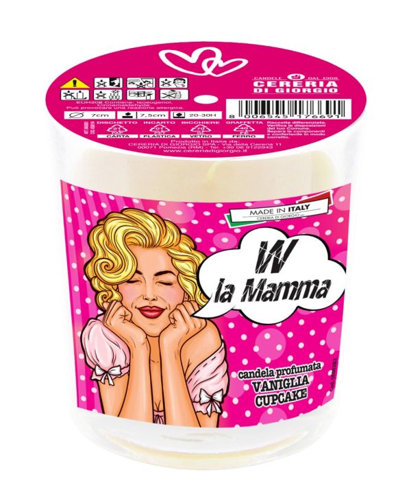 Candela profumata Vaniglia & Cupcake in bicchiere - con dediche per  Mamma