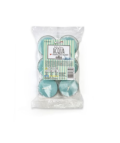 Candele profumate Acqua in bicchierino - 6 pezzi - Senza allergeni