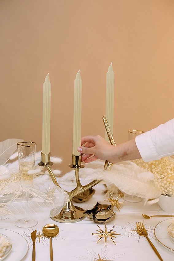 Candele scanalata Ø 2,2 cm h. 25 cm 8 pezzi - Avorio