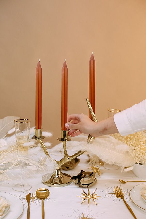 Candele scanalata Ø 2,2 cm h. 25 cm 8 pezzi- Terracotta