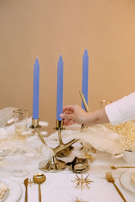 Candele scanalata Ø 2,2 cm h. 25 cm 8 pezzi- Lavanda