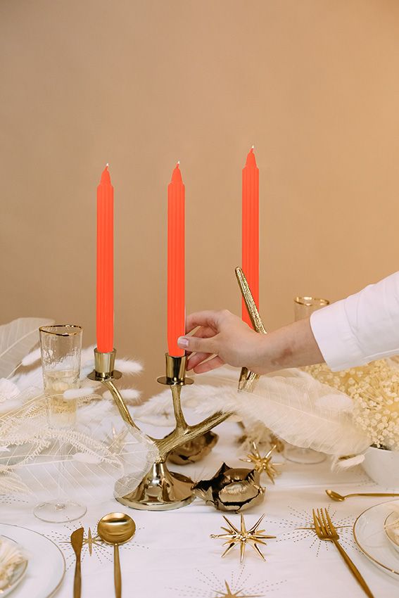 Candele scanalata Ø 2,2 cm h. 25 cm 8 pezzi- Zucca