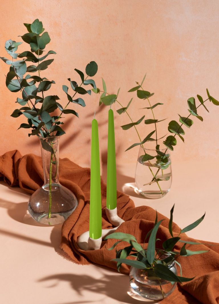 Candele coniche Ø 2,2 cm h. 30 cm 12 pezzi - Pistacchio