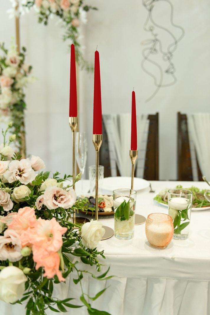 Candele coniche Ø 2,2 cm h. 21 cm 50 pezzi - Bordeaux