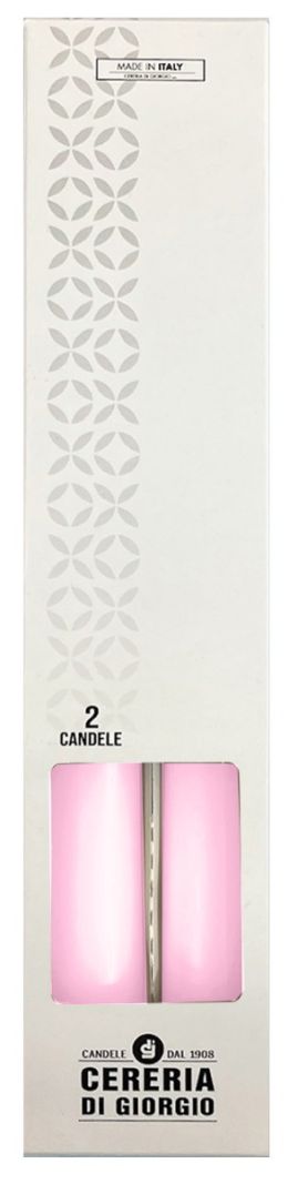 Candele coniche Ø 2,2 cm h. 25 cm 2 pezzi - Rosa Polvere