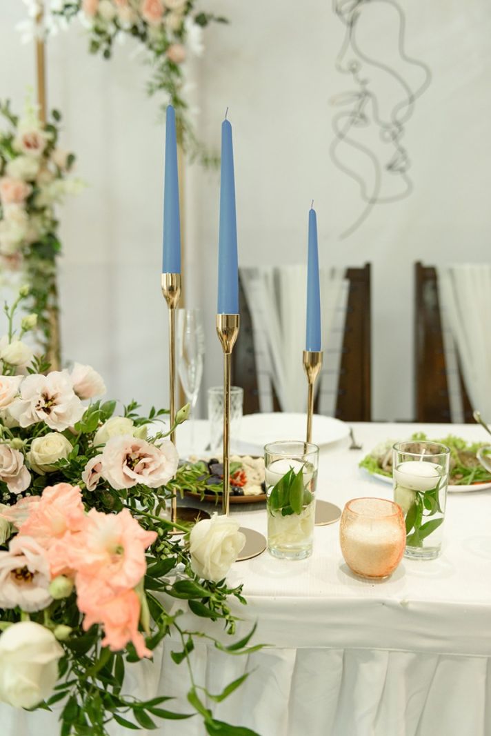 Candele coniche Ø 2,2 cm h. 25 cm 2 pezzi - Dusty Blue