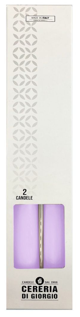 Candele coniche Ø 2,2 cm h. 25 cm 2 pezzi - Viola Polvere