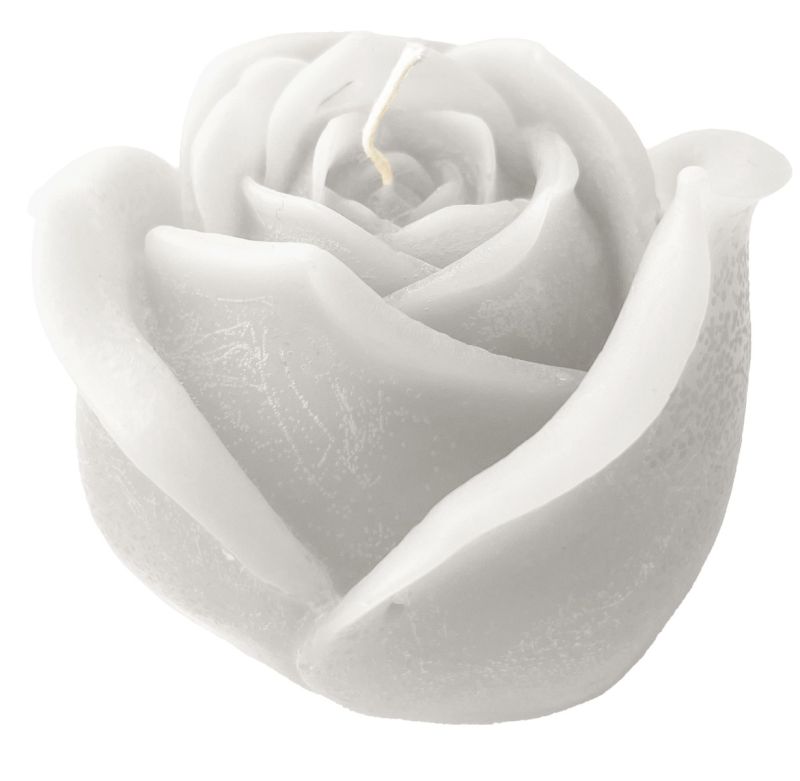 Candela a forma di Bocciolo di Rosa - Colore Bianco - Diametro 8 cm altezza 8 cm - con Sacchetto Regalo