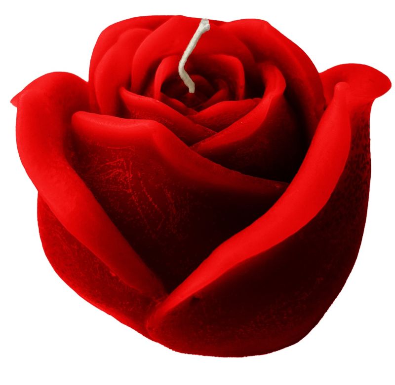 Candela a forma di Bocciolo di Rosa - Colore Rosso - Diametro 8 cm altezza 8 cm - con Sacchetto Regalo