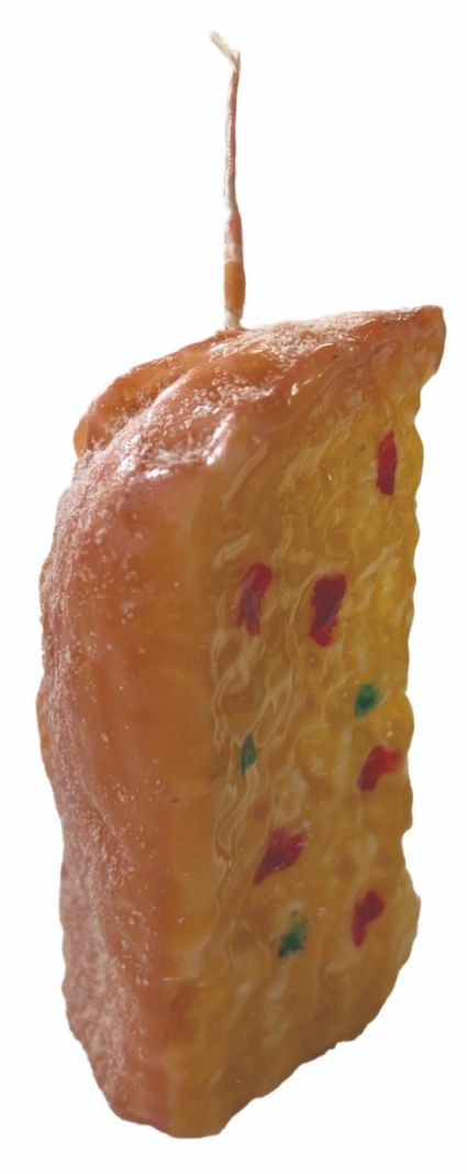 Candela a Forma di Fetta di Panettone - Color Caramello e canditi - Idea regalo