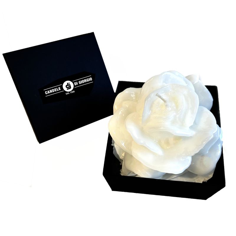 Candela Laccata Rosa artigianale- Bianca- 12 cm