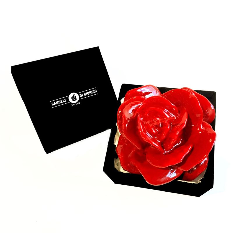 Candela Laccata Rosa artigianale- Rosso - 12 cm