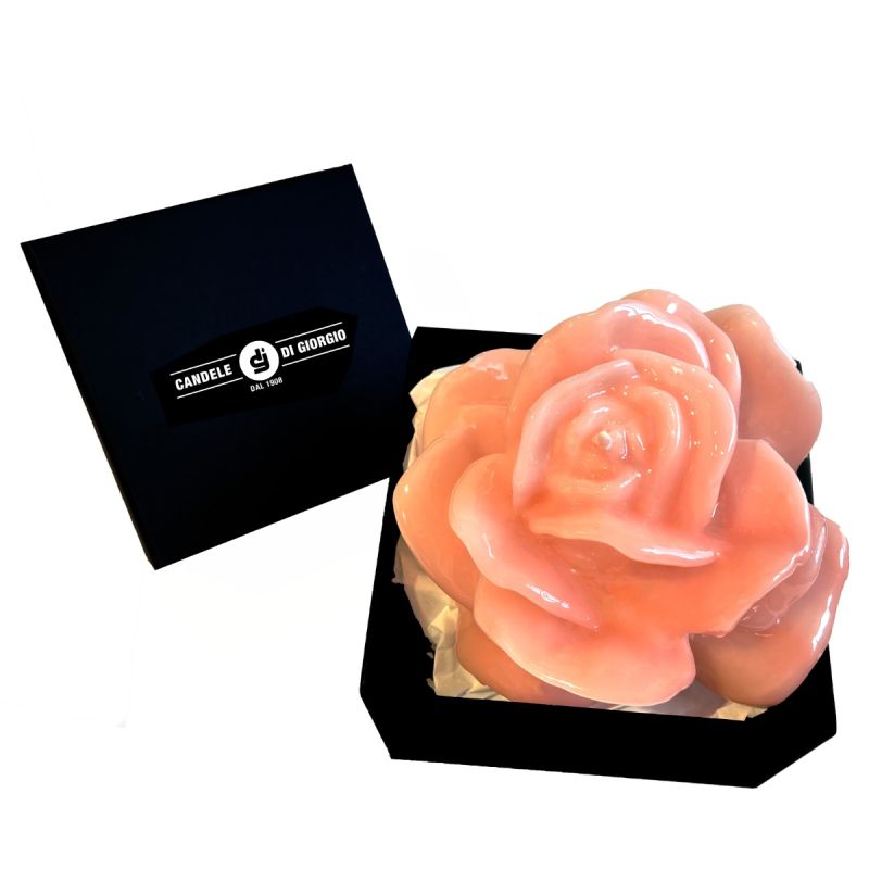 Candela Laccata Rosa artigianale- Rosa Pesca- 12 cm