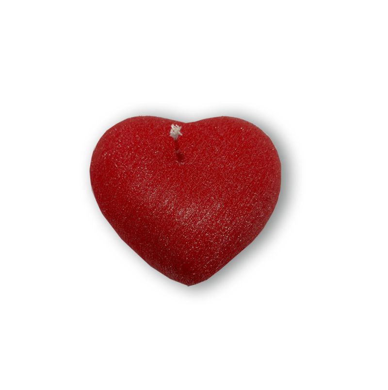 Candela a forma di Cuore Graffiato - Rosso - 10x5 cm
