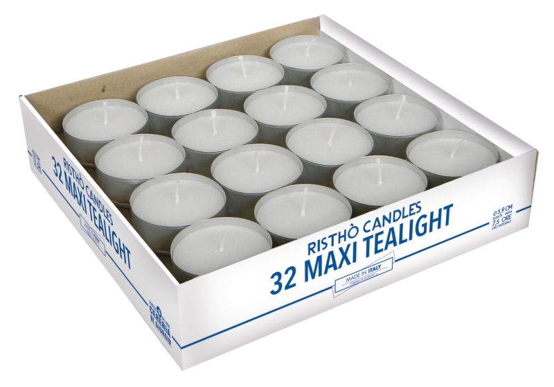 Maxi Tealight Ø 5,9 cm h. 2,3 cm 32 pezzi