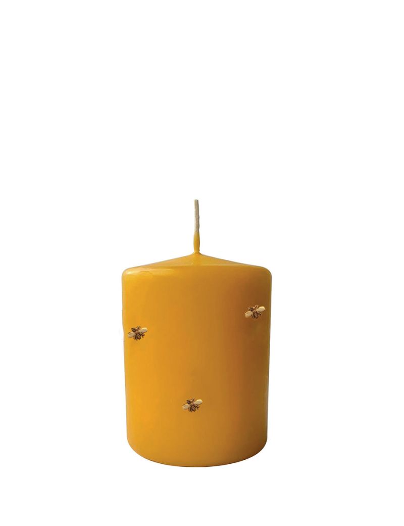 Candele con Api in cera  Ø 7 cm h. 10 cm  - Senape