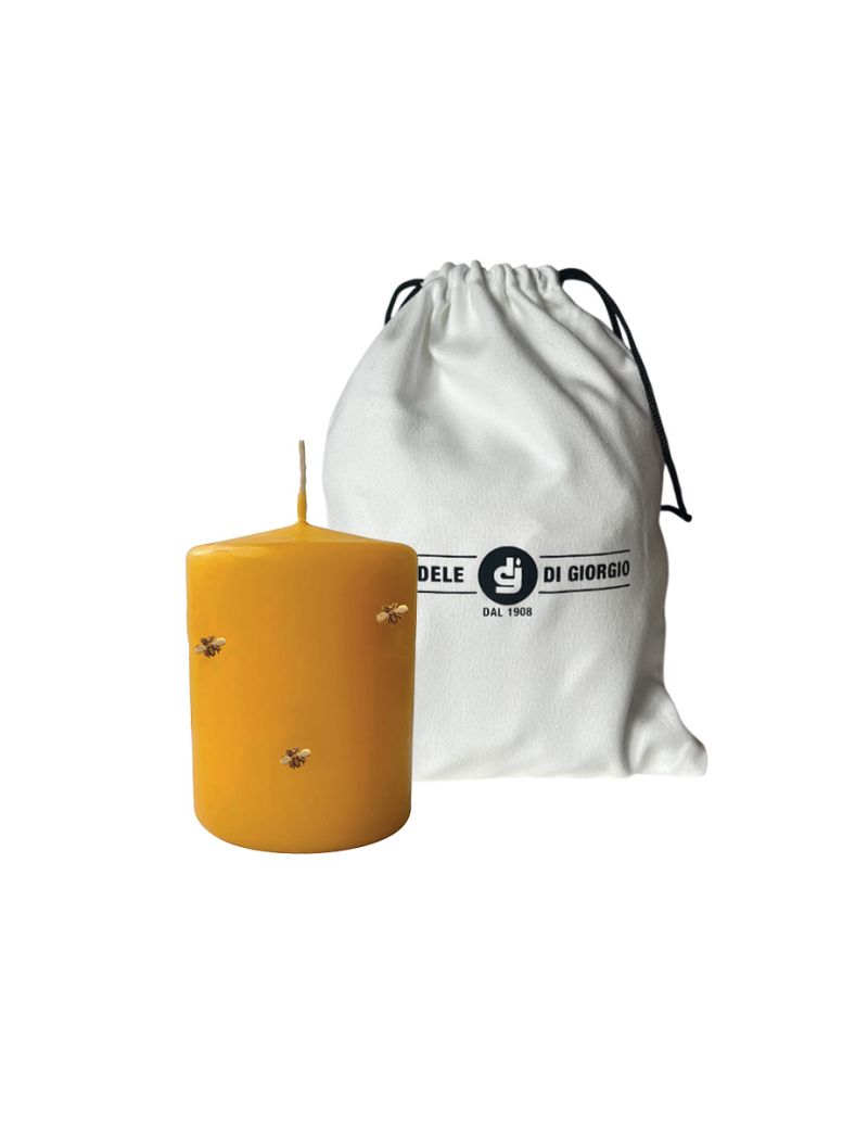 Candele con Api in cera  Ø 7 cm h. 10 cm  - Senape