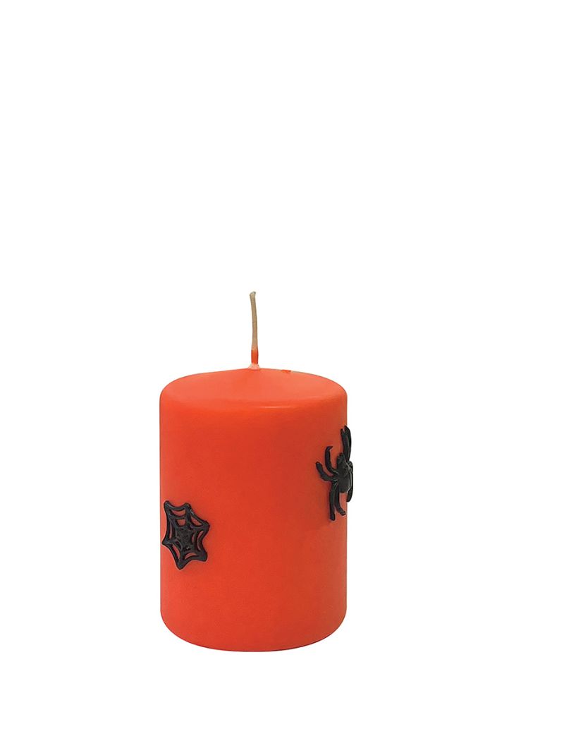  Candela con Ragnatele in cera  Ø 7 h 10 cm  -  Zucca
