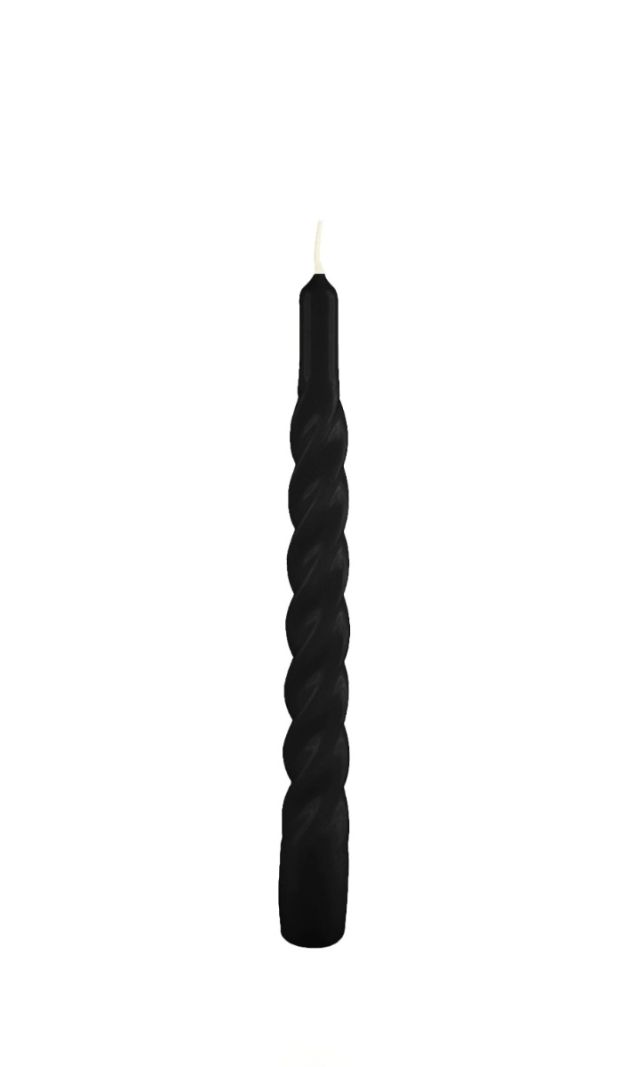Candele laccate tortiglione Ø 2,2 cm h. 21 cm 3 pezzi - Nero