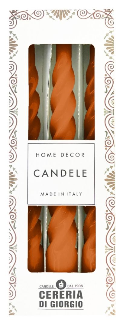 Candele laccate tortiglione Ø 2,2 cm h. 21 cm 3 pezzi - Terracotta