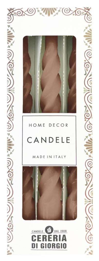 Candele laccate tortiglione Ø 2,2 cm h. 21 cm 3 pezzi - Mocha Mousse
