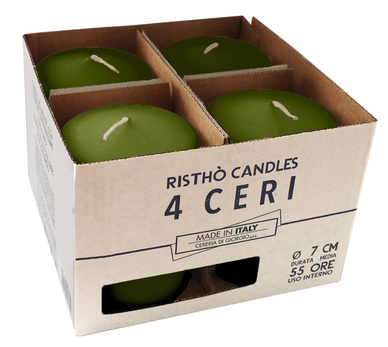 Ceri Ø 7 cm h. 10 cm 4 pezzi - Verde Oliva