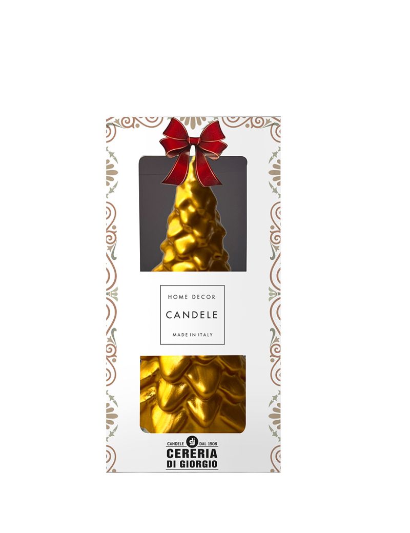 Candela Albero di Natale artigianale - Oro- Altezza 20 cm