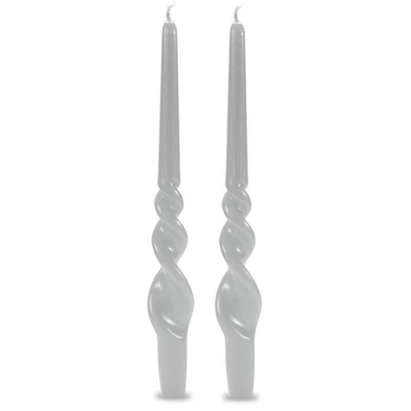 Set 2 candele voluta laccate h 40 cm - Bianco