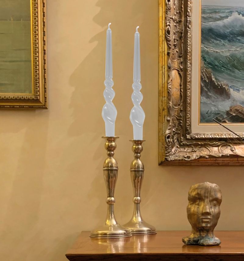 Set 2 candele voluta laccate h 30 cm - Bianco