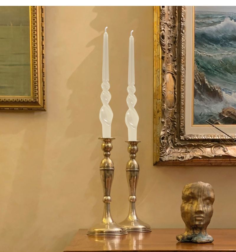 Set 2 candele voluta laccate h 30 cm - Avorio