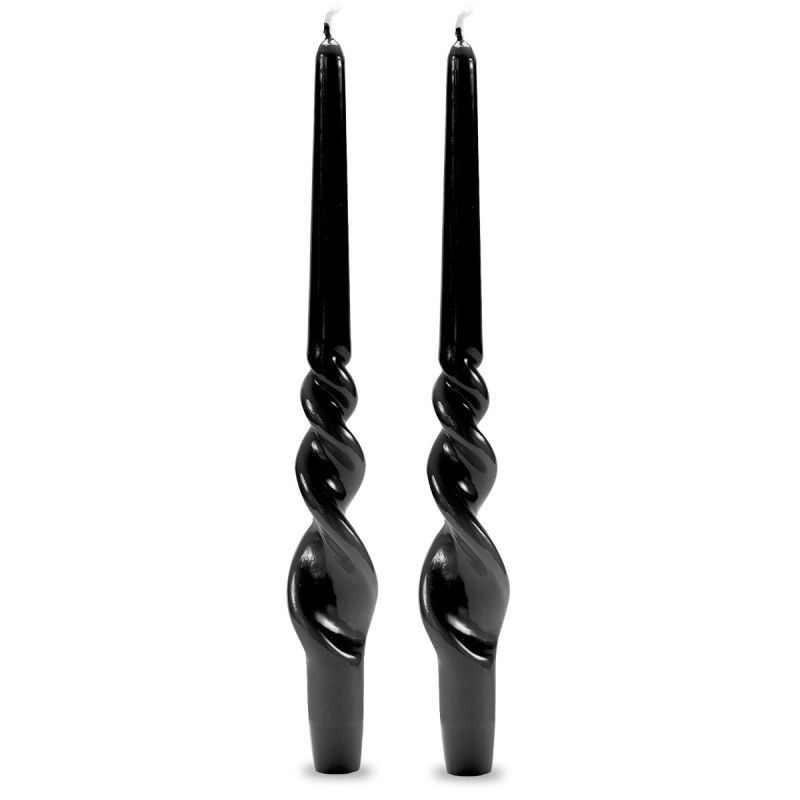 Set 2 candele voluta laccate h 30 cm - Nero