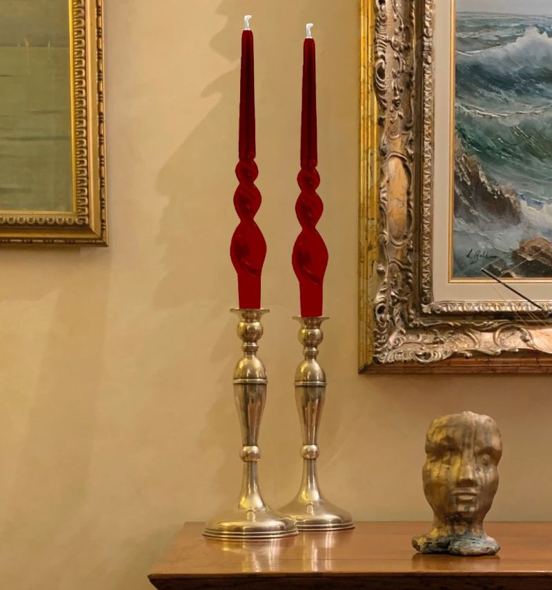 Set 2 candele voluta laccate h 30 cm - Bordeaux